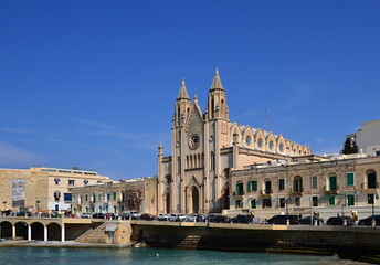 Naklejka premium Historical Church in the Town Sliema on the Island Malta