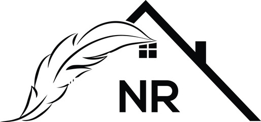 Letter NR real estate, realtor, property, construction, house, home, building, or remodeling logo
