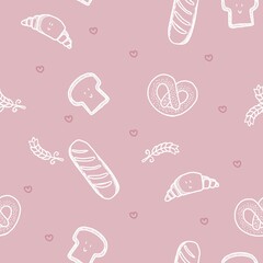 seamless pattern background bakery in  pink pastel background