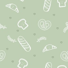 seamless pattern background bakery in green pastel background