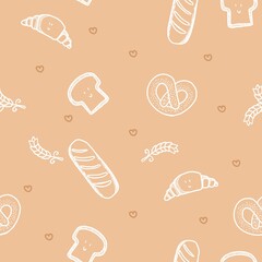seamless pattern background bakery in orange pastel background
