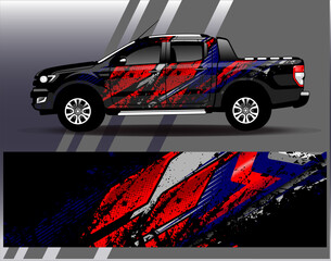 Car wrap design vector. Graphic abstract stripe racing background kit designs for wrap vehicle  race car  rally  adventure and livery