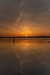 千葉県佐倉市　印旛沼の日の出風景