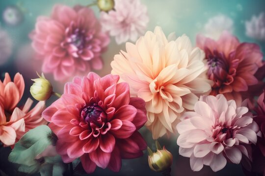 valentine spring copy flower pastel background watercolor peonies blossom space color design. Generative AI.