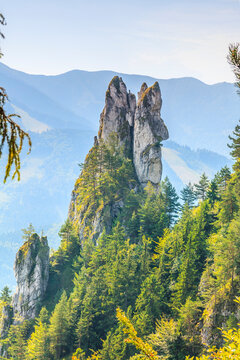 The rock formation formed by the weathering of dolomite on the slope of the deep Tiesňavy gorge in the northern part of the Mal&aacute; Fatra mountain group (Slovakia) near the village of Terchov&aacute;.