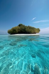 Fototapeta premium Amazing drone view of the beach and water with beautiful colors. Paradise scenery water villas with amazing sea and beach, tropical nature. summer vacation.