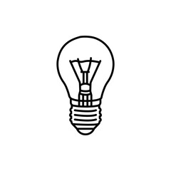 incandescent lamp black line icon.