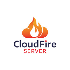 Modern logo combination of fire and cloud. It is suitable for use as a server rental logo.