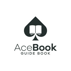 Modern ace and book combination logo. Perfect for a guidebook logo.