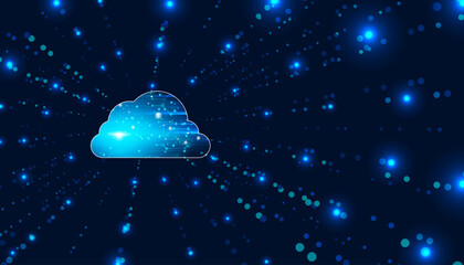 abstract cloud digital online storage security on blue background futuristic beautiful