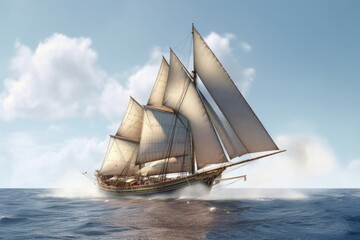 Obraz na płótnie Canvas 大海原を進む帆船：AI作品 