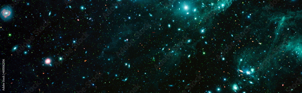 Poster beautiful galaxy in outer space. billions of galaxies in the universe. abstract space background. el