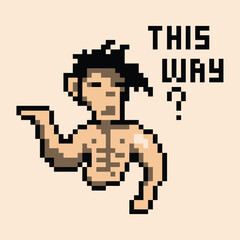 Fototapeta premium pixel art character a man using brown and black color good for your project and game design.
