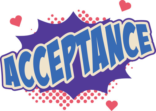 Acceptance word pop art retro vector illustration. Comic book style. Isolated image on white background. 