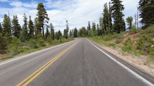 Hyperlapse Driving of Bryce Canyon Scenic Drive Northbound 01 Front View Fast Utah Southwest USA