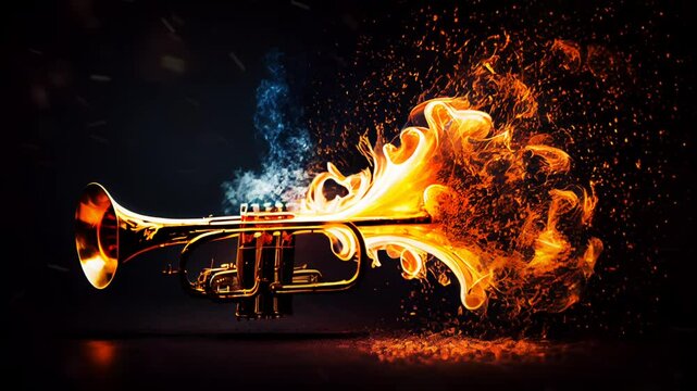 Trumpet burning 4K footage