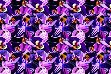This creative and modern illustration features exotic jungle plants in a collage style pattern. The contemporary design makes this pattern perfect for fashion, drees and home decor applications © Ela
