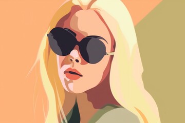 Fototapeta na wymiar design woman glasses style art poster modern fashion illustration portrait girl. Generative AI.