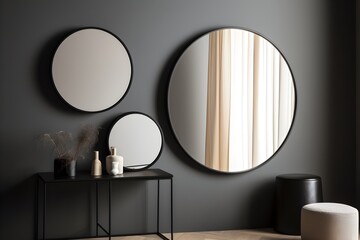 A sleek black-framed mirror with a modern minimalist design, identified as ar 32 00046.