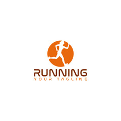 Running logo, jogging and marathon logo template design isolated on white background