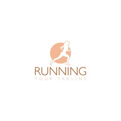 Running logo, jogging and marathon logo template design isolated on white background