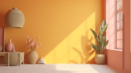 Mockup in farmhouse interior background, 3d render, Bright color. Generative Ai