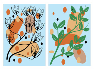 illustration of an flower, leaves Illustration background, for cover, card, wallpaper, vector illustration