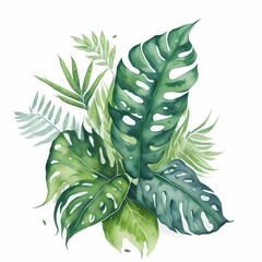 tropical green illustration watercolour Ai kl sticker 