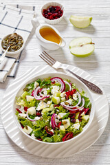 Green Salad with Apple, Cheese, Cranberry in bowl