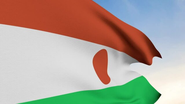 Niger Flag Waving In Blue Sky