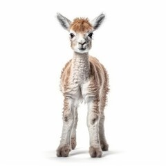 Obraz premium Baby Llama isolated on white (generative AI)