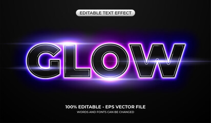 Realistic Glow text effect. Editable glowing neon graphic styles effect