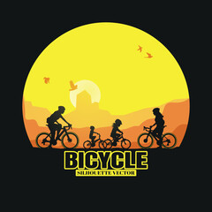 Obraz premium Silhouette of the cycling a bicycle Vector illustration, world bicycle day. 