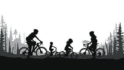 Naklejka na ściany i meble Silhouette of the cycling a bicycle Vector illustration, world bicycle day. 