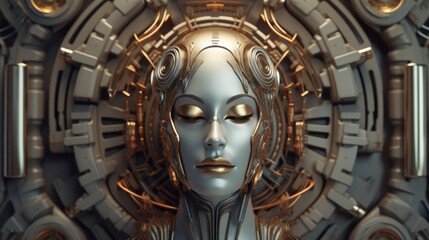 Portrait of a futuristic android made with generative ai