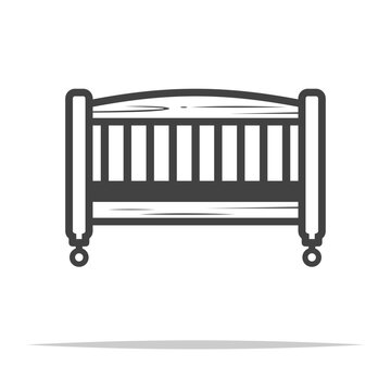 recommend clip art: Baby crib bed icon transparent vector isolated
