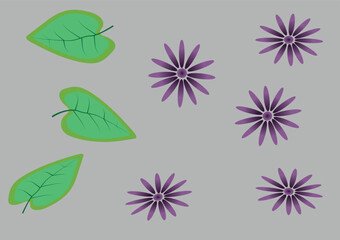 Flower and plants isolated set. Bundle of floral elements. Vector illustration.