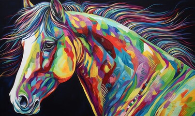 Obraz na płótnie Canvas Colorful painting horse creations bring joy and wonder Creating using generative AI tools