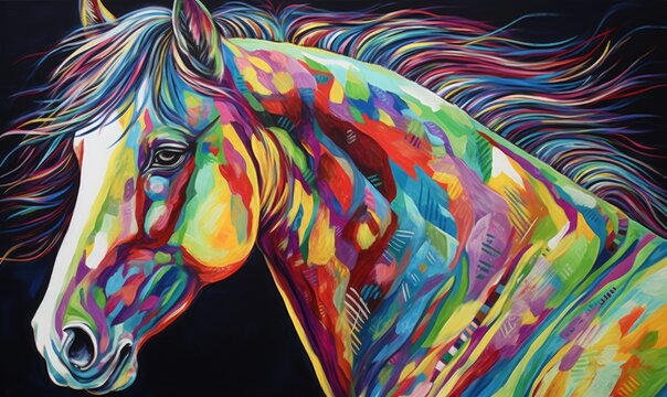 Colorful painting horse creations bring joy and wonder Creating using generative AI tools