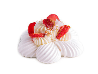 Strawberry Meringues Dessert Pavlova isolated