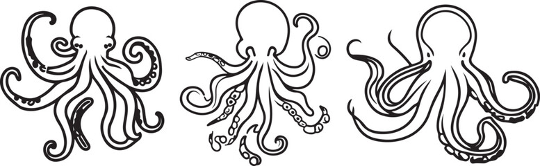 Octopus Line art vector silhoutte 
