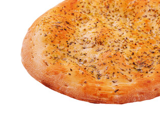 Italian focaccia bread isolated on white