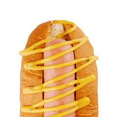 Naklejka na ściany i meble Hot dog with mustard isolated on white