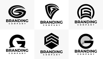 Modern initial letter G logo design set