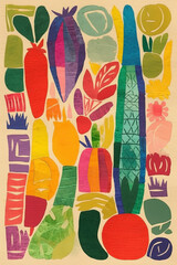 Abstract art vegetables colorful background. Ai generated