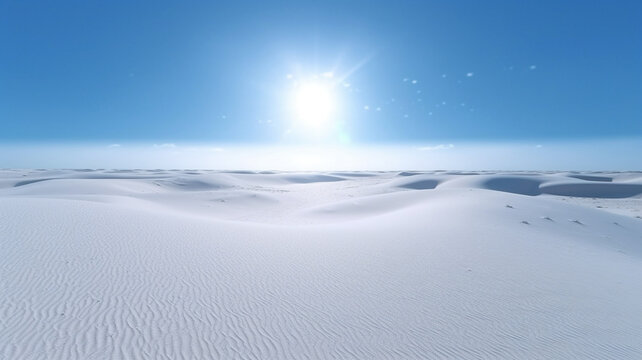 Minimalist view of wavy white sand with blue sky and clean. Ai generative