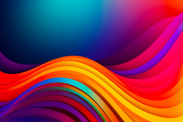 Multicolored abstract background with wavy lines and blue sky in the background. Generative AI.