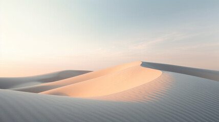 Fototapeta na wymiar Minimalist view of wavy white sand with blue sky and clean. Ai generative