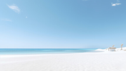 Minimalist view of wavy white sand with blue sky and clean. Ai generative