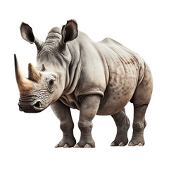 Obraz premium A majestic rhinoceros isolated on transparent background, created with generative AI